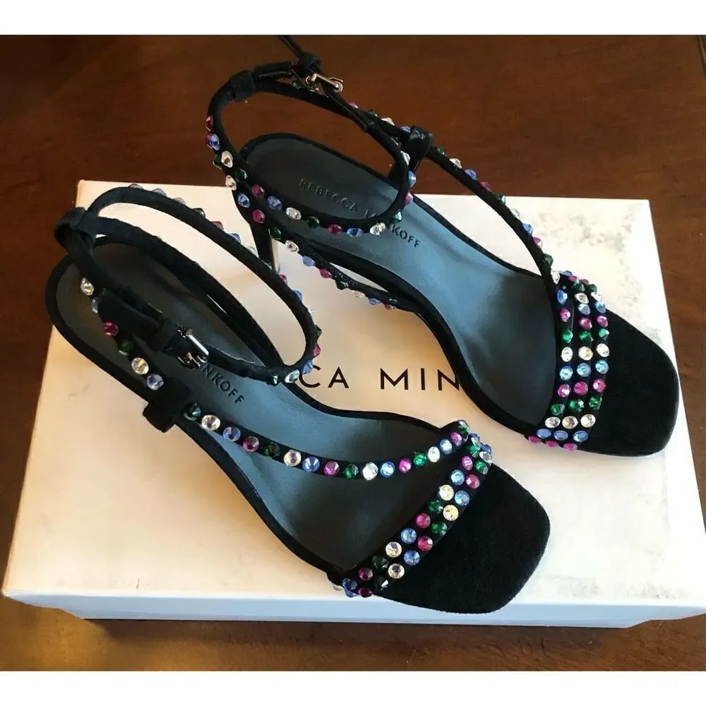 REBECCA MINKOFF - 🎉HP🎉 L Sz 6.5 (37) Nanine Suede & Crystal 3” Heels NEW IN BOX!